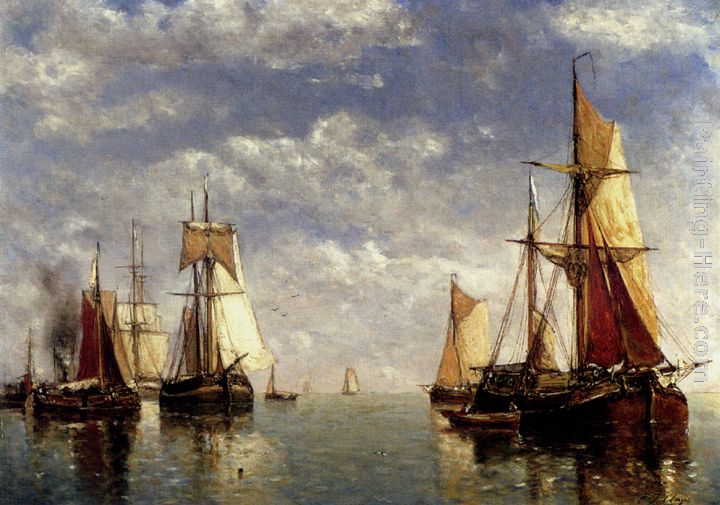 Shipping In A Calm painting - Paul-Jean Clays Shipping In A Calm art painting